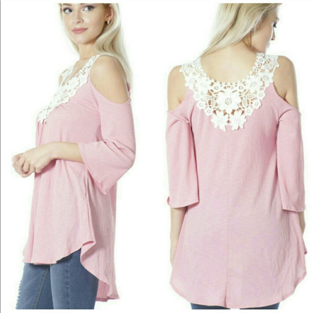 Pink Cold Shoulder Top - Picture 2 of 4